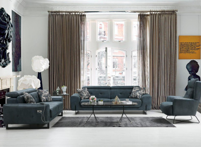 Modern set 3 pieces living room sofa set designer seating furniture upholstered armchair new